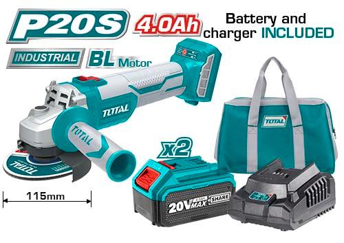 Total Tools - Amoladora Angular a Batería P20S de 20 V